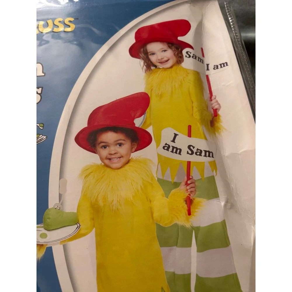 Dr. Seuss Sam I Am Toddler 2-4T Yellow New Green Eggs and Ham Costume Halloween - Picture 4 of 5